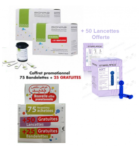 Bionime Bandelettes - pack promo (75+25) - avec 50 Lancettes
